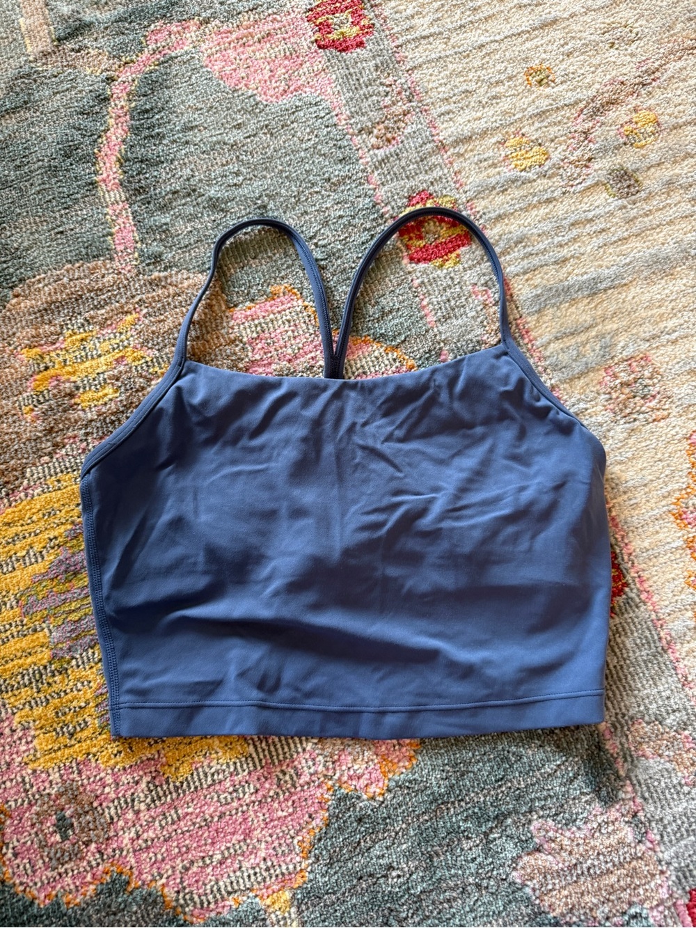 CRZ YOGA Blue Stretch Crop Tank with Built-in Sports Bra